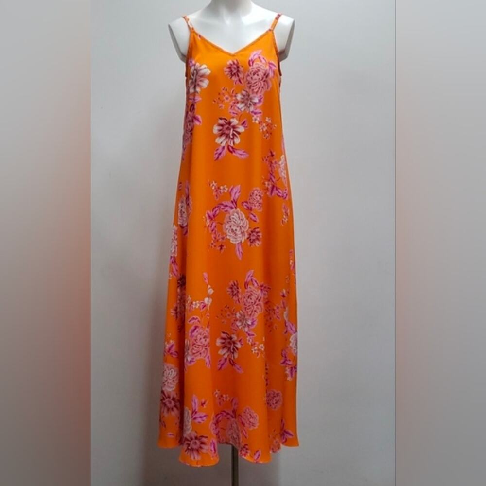 Vince Camuto Women's Rio Gardens Printed Dress Size XS Sunset Orange Tropical